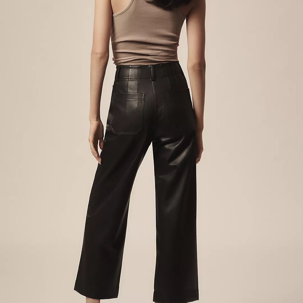 The Colette Cropped Wide-Leg Pants by Maeve: Faux-Leather Edition